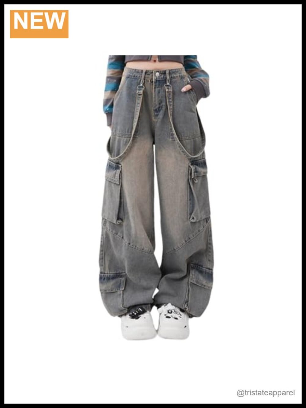 Y2K Low Rise Loose Straight Leg Denim Overalls Streetwear Retro